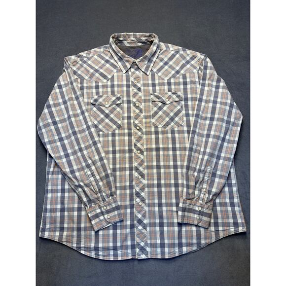 Wrangler Other - Wrangler 20X Competition Pearl Snap Long Sleeve Mens 2XL Western Gray/Orange